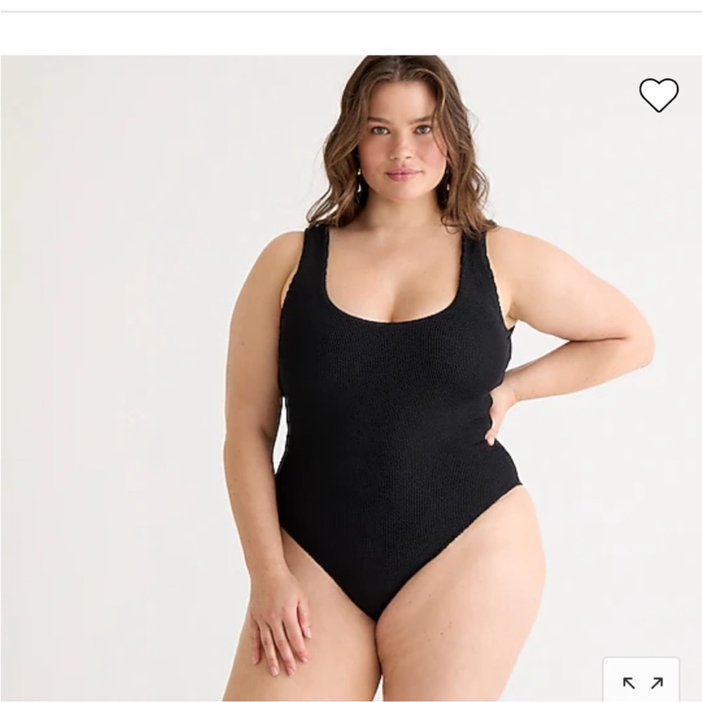 NEW J. Crew Scrunchie Classic Scoopneck One Piece Swimsuit Black 22 NWT